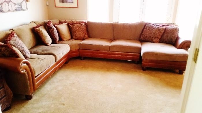 King Hickory Leather and Corduroy sectional