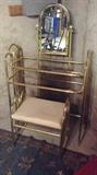 Brass vanity and stool ... yes, you can paint it! Glass shelves pictured behind