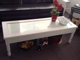 glass top white coffee table - goes with anything!