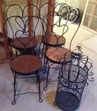 parlor heart chairs and birdcage ... comes with a bird ... bird is stuffed, no worries :)