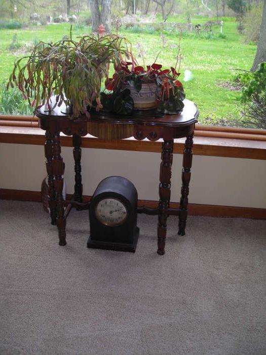 table and antique clock