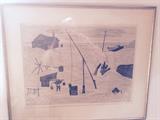 "Japanese Seashore" Woodcut by Fumio Kitaoka
