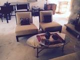 Contemporary Suede Chairs and Sofa