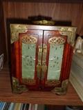 Carved Jade dresser Top Jewelry Chest