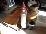 Cobblers Bench Style Coffee Table, Painted Milk Can, Light House Decoration, Cast Iron Flower Urn