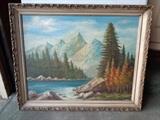 Oil on Canvas Mountain Landscape Painting