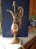 Victorian Porcelain and metal Ewer electrified lamp