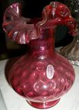 Fenton Coin Dot cranberry ruffled bowl. One of several Fenton pieces