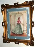 One of several Victorian prints in gold leaf frames.