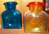 Blenko two spout hand blow glass jugs