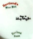 Signatures and stamps on back of Haviland Blue Bell China