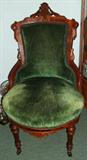 Victorian East Lake upholstered chair with front rollers