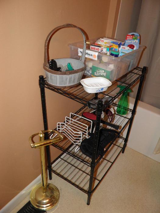 Bathroom Items, Metal 3 Shelf Stand, Brass Toilet Paper Stand