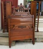 ~ C/1880's Unusual Walnut Victorian Eastlake Youth bed w/wide spindled sides 