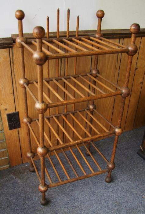 C/1880 Oak Stick and Ball 4 level shelf rack 