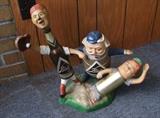 C/1950's Blatz Barrel Man, Baseball figure, heavy metal back bar figure