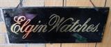 C/1890's Reverse on glass "Elgin Watches" store window sign (chain hanger)