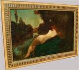 Late 19th C. Oil on canvas of reclining nude, signed Gaston Georges Leroy, 15 1/2 x 23"h.