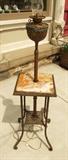 C/1880 marble top brass Victorian organ lamp, elec