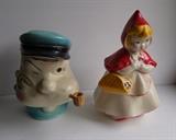 C/1950's Rare American Bisque Popeye cookie jar w/original pipe ~ C/1950's Hull Little Red Riding Hood cookie jar 