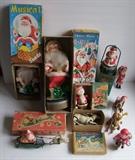 Collection of 50s Christmas Mechanical Toys with Many in Original Boxes