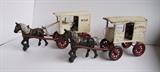 C/1920's Kenton cast iron Milk Delivery Wagon w/horse and driver ~ C/1920 Kenton Bakery Delivery Wagon w/horse and driver 