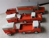 ~ C/1960's Lg. U-Haul Rental  Van w/open trailer ~ 2-C/1960's Ford/U-Haul pick-ups w/enclosed trailers 