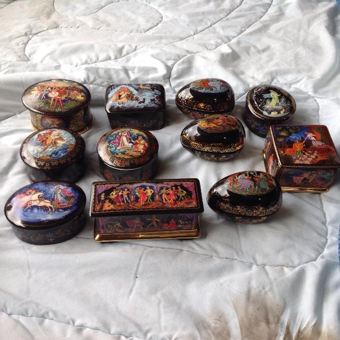 Russian Music Boxes - there are also porcelain Russian Fairy Tale Boxes that aren't music boxes.