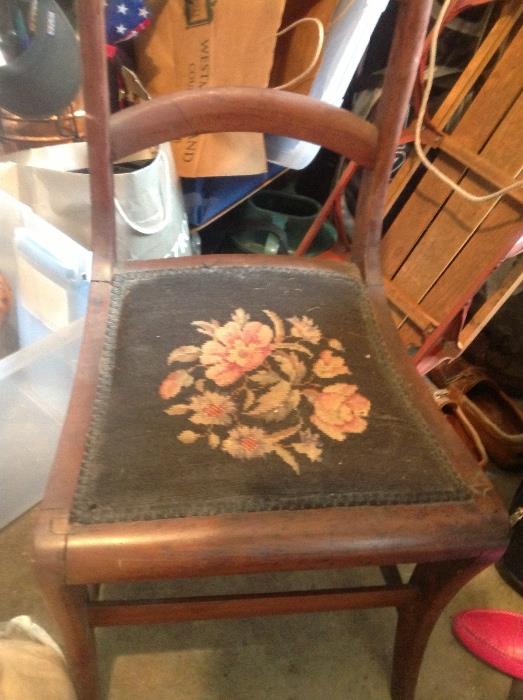 Antique needle point chair