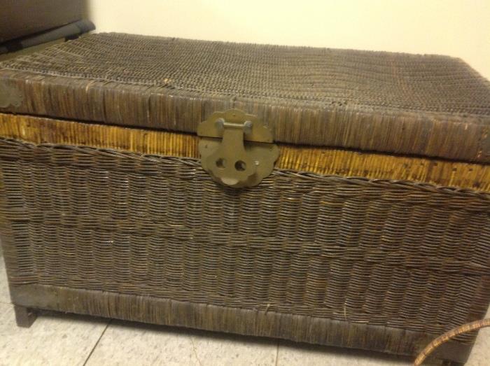 Antique wicker storage chest