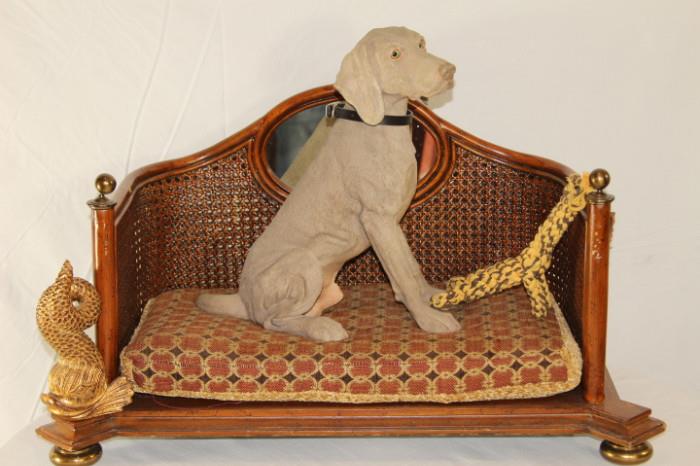 Furnishing – Dog on bed figurine. Unmarked piece. Minor scratched to bed frame.