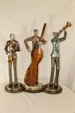 Furnishing – Three piece statue orchestra. Each piece is playing a different musical instrument. Pieces are detachable or can be displayed as one piece. Made of various metals. Nice set.