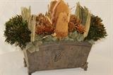 urnishing – Rectangular pot with plants and shrubs. Nice small garden.