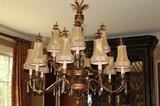Furnishings – Handing candelabra. Peace has faux candles with shades. Each candle has a crystal hanging from it. Finials are a metal leaf pattern Metal trim beautifully accented. Statement piece. In mint condition