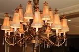 Furnishings – Handing candelabra. Peace has faux candles with shades. Each candle has a crystal hanging from it. Finials are a metal leaf pattern Metal trim beautifully accented. Statement piece. In mint condition