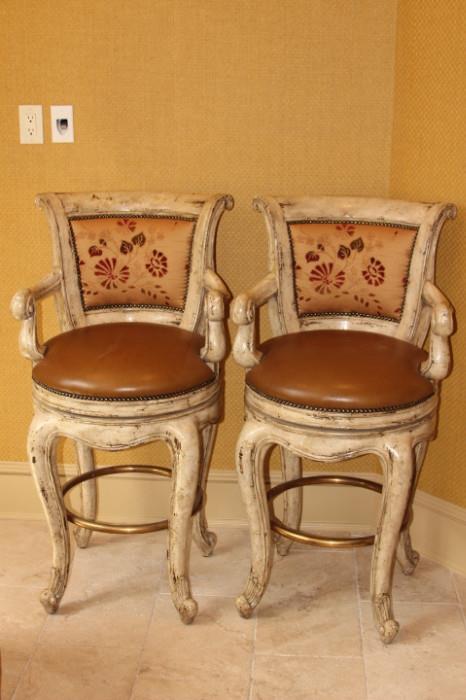 Furnishing – Pair of tall chairs. Pieces are unique with minor ware to frame of chair. Overall in good condition