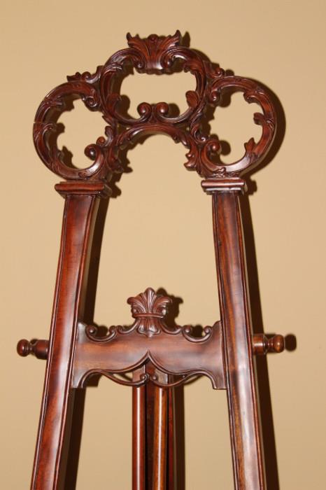 Toys & Hobbies – Decorative wooden easel. Ornate cherry wood piece. Lovely and sturdy. One wooden embellishment has cracked off