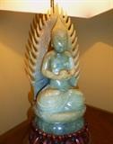 Carved Jade figural lamp