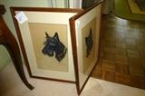 Original pastel drawings of Scotty dogs