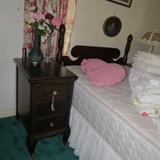 Antique 3 drawer night stand, twin bed 