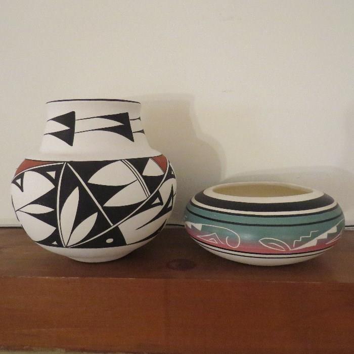 Acoma signed pottery and Cedar Mesa signed pottery