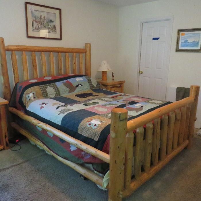 Handmade Log Ponderosa Pine Bedroom Furniture by Howard Gunision from Colorado - Queen Size Bed