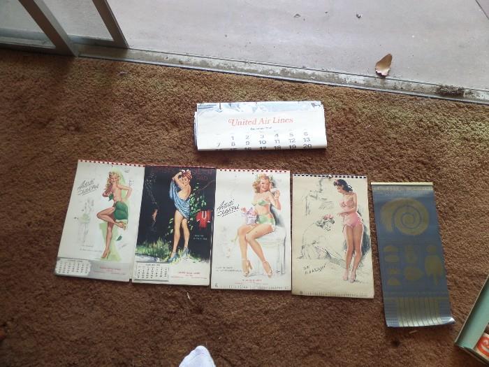 4 mint condition pin girl calendars from 1950's  oh la la!!!