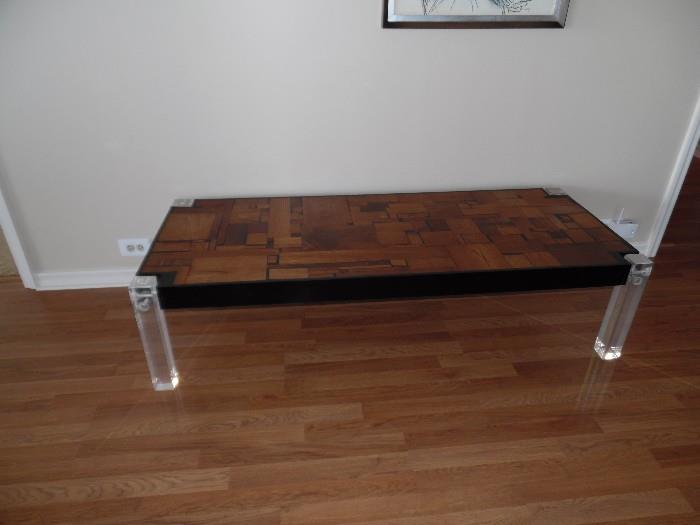 Bijan Bahar 1970's english walnut and lucite coffee table. 1 of only 4 ever made!