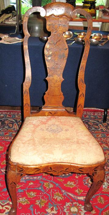 Very ornate inlaid chair, circa 1870s.