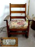 L&JG Stickley Rocker, Seat has been recovered...seat needs new leather covering.