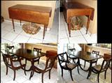 Antique Drop Leaf Table mid 1800's. Mahogany Duncan Phyfe Style Dining Room Table w/4 Chairs.
