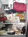 Purses: Lucite, Gucci, Coach, Wood Box, Whiting & Davis, misc.