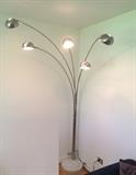 Chrome Five-Arm Arc Floor Lamp w/ Marble Base, Adjustable Lights - Statement Piece!
 