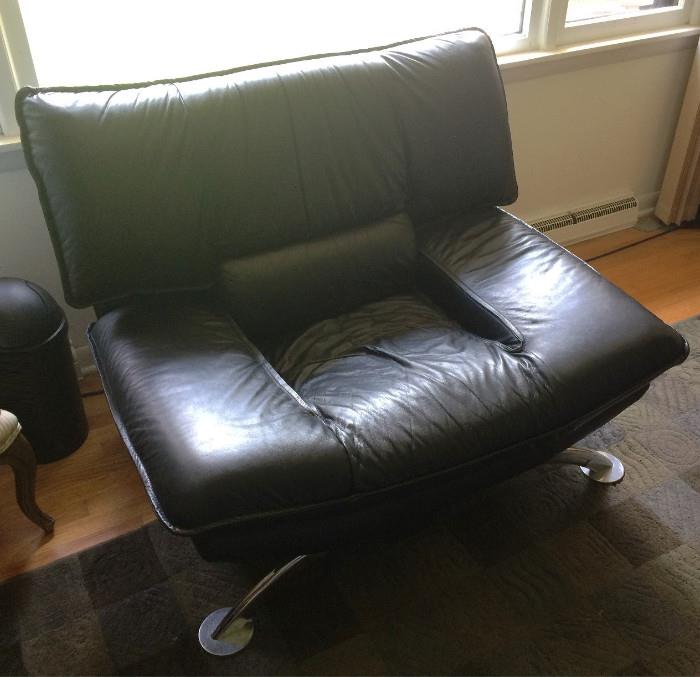 Oversized Modern Leather Chair with Matching Ottoman. SO Comfortable and Cool Looking.